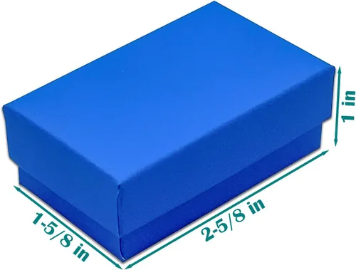 Vista 2 de TheDisplayGuys - Paquete de 25 cajas de regalo de papel kraft neón relleno de algodón #21 - Azul (2 5/8 x 1 5/8 x 1 pulgadas)