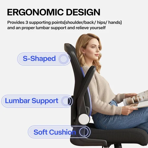 Vista 7 de Office Chair, Ergonomic Desk Chair with Adjustable Lumbar Support, Mesh Computer Chair, Comfortable Lumbar Support for Home Office Use (Black)