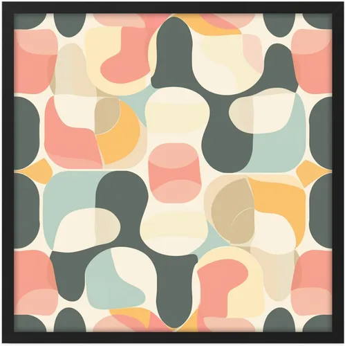 Ethan Taylor Abstract Wall Art Prints Unframed Square Posters 'Retro 70s Hippie Groovy Pattern IV' Retro Home Décor for Living Room, Bedroom,
