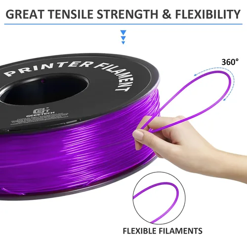Vista 5 de Geeetech Filamento de TPU 95A de 0.07 pulgadas, consumibles flexibles y suaves para impresora 3D, precisión dimensional +- 0.001 in, carrete de 2.2