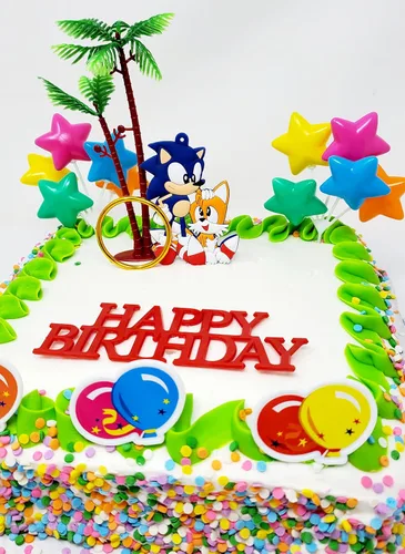 Vista 4 de Decoración para pastel de cumpleaños Sonic (diseño único)