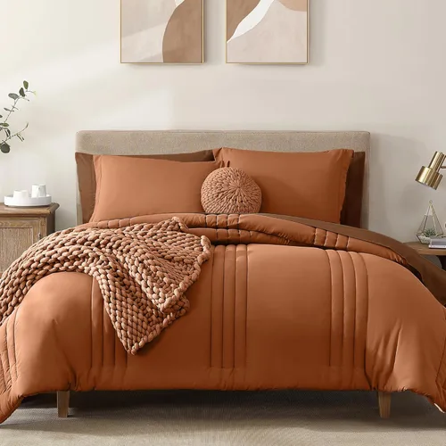 Vista 28 de Monbix Juego de ropa de cama tamaño Twin XL - Juego de 5 piezas extra largo para dormitorio, diseño acolchado, cama en una bolsa Twin XL