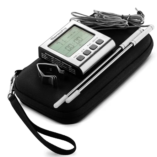 Vista 4 de Caseling Funda rígida para ThermoPro TP17 con doble sonda digital para cocinar carne, termómetro para parrilla de alimentos y soporte de clip
