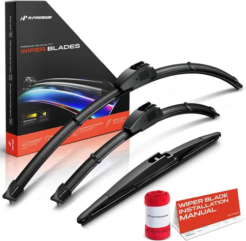 Vista 53 de A-Premium Juego de 3 limpiaparabrisas con indicador de desgaste y toalla, compatible con Dodge Nitro 2007-2011, juego de escobillas