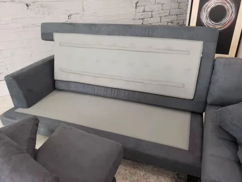 Vista 5 de Stendmar Juego de sofá seccional de 3 piezas de 120 pulgadas en forma de L, cojín extraíble contemporáneo de tela de microfibra gris oscuro, S168RDG