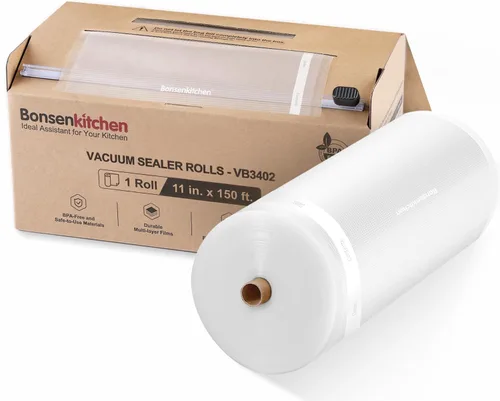 Vista 8 de Bolsas de sellado al vacío Bonsenkitchen de 8" x 45,72 m con cortador para almacenamiento de alimentos, grado comercial, libres de BPA, ideales