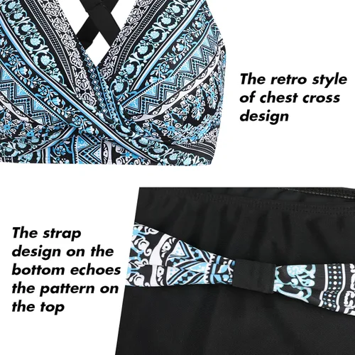 Vista 4 de SEAFORM Trajes de baño de dos piezas para mujer, bikini envolvente con parte delantera y cintura alta, control de abdomen, trajes de baño