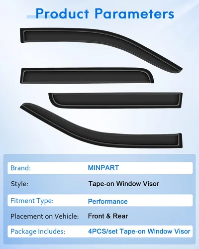 Vista 7 de Deflector de ventana lateral, viseras de humo oscuro, protectores de lluvia, juego de 4 piezas para Nissan 2005-2018 para Frontier