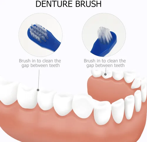 Vista 2 de Beavorty 2 unids cepillo de dos caras cepillo de limpieza dientes dientes para falsas tabletas de limpieza falsas conjunto ambos lados viaje