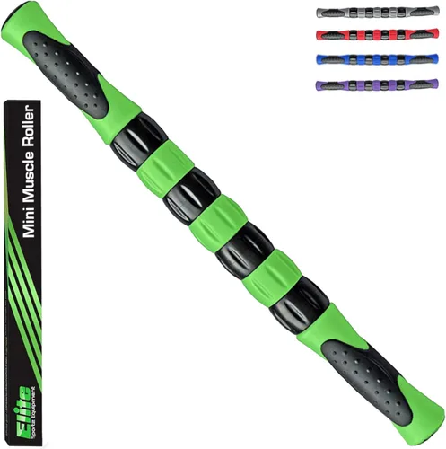 Rodillo de masaje muscular Elite de corredores para el alivio del dolor muscular, músculos tensos de la pierna y calambres. Cinco colores brillantes