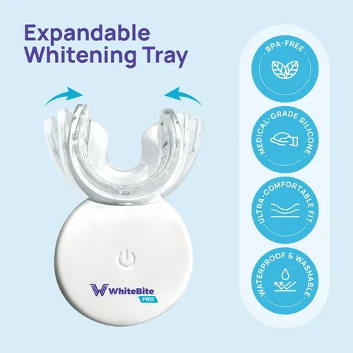 Vista 7 de Kit blanqueador de dientes Whitebite Pro para dientes sensibles – Luz LED dual + Gel de peróxido de carbamida al 35% + Gel remineralizante