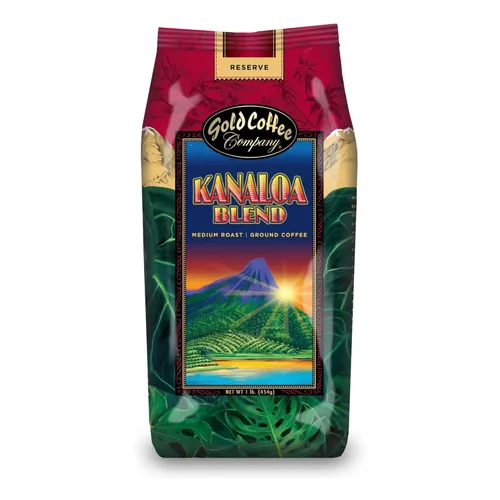 Vista 10 de Gold Coffee Kanaloa Premium House Blend, tostado medio, grano entero 100% café arábica 1 libra