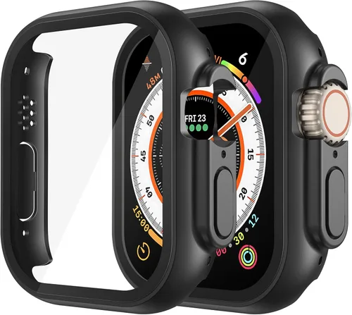 Vista 41 de Misxi - Juego de 2 fundas rígidas de policarbonato y protector de pantalla de vidrio templado compatibles con Apple Watch serie 9 (2023) serie 8