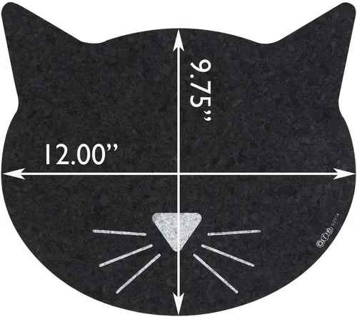 Vista 2 de ORE Pet Mantel individual de goma reciclada con cara de gato negro, tamaño: 1 paquete