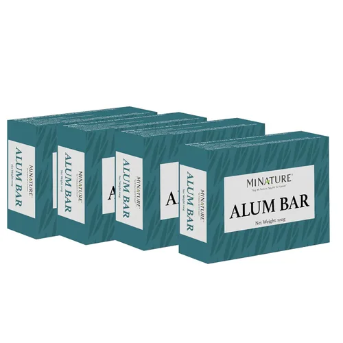 Mi Nature Pure Alum Bar Pack de 4 (3.53 oz x 4) | Bloque natural de Phitkari | Piedra de alumbre de potasio | Barra de afeitado | Astringente de la