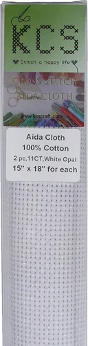 Vista 131 de KCS 2 cajas de tela de costura de algodón para punto de cruz de 15 x 18 pulgadas (blanco antiguo, 11 unidades)