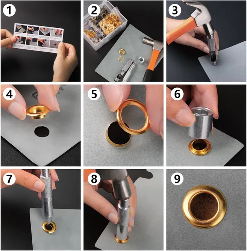 Vista 6 de Kit de ojales de metal para zapatos, ropa, bolsas de manualidades (4 colores, 160 piezas)