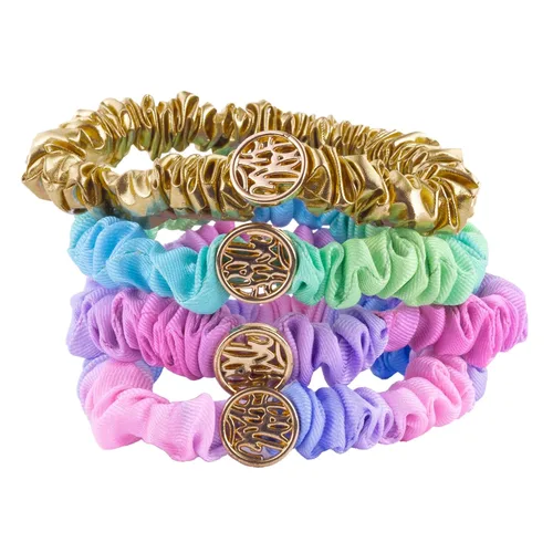 Vista 9 de Lilly Pulitzer Juego de 4 coleteros de satén para mujer, lindos mini ligas para el cabello, surtido (colores lisos)