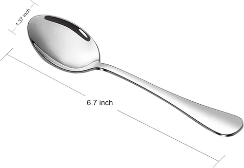 Vista 7 de SANTUO Juego de cucharas de acero inoxidable, 12 cucharas de 6.7 pulgadas, cubiertos de cubiertos, cucharas de postre, acabado espejo y apto
