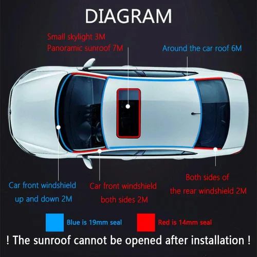 Vista 6 de Cubierta de Sello de Goma Recortable para Techo Solar de Automóvil en T de 16.4 pies/5M, A Prueba de Polvo y Burlete Resistente a la Intemperie
