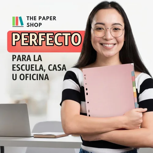 Vista 4 de Separadores de carpetas con pestañas A4 de 12 partes, separadores para carpeta de 3 anillas, perfectos para organizar páginas en 3 separadores