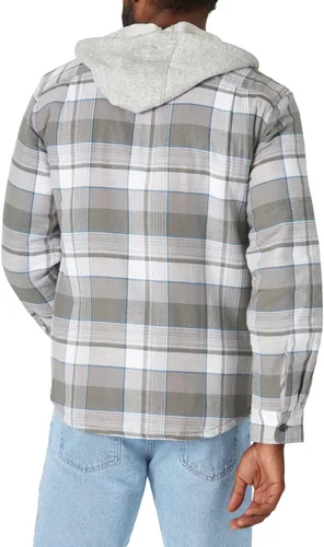 Vista 5 de Wrangler Authentics - Chaqueta estilo camisa, de franela, acolchada, con capucha, para hombre, de manga larga