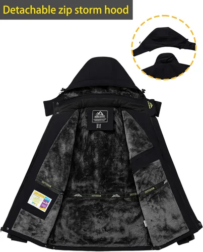 Vista 4 de TACVASEN Chaqueta de esquí de invierno para hombre, abrigo de nieve impermeable, forro polar, parka cálida con capucha