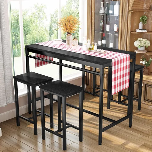 Vista 49 de DKLGG Juego de mesa de comedor para 4, mesa de cocina moderna y sillas para 4 tapas de madera y patas de metal ajustables, juego de mesa de comedor
