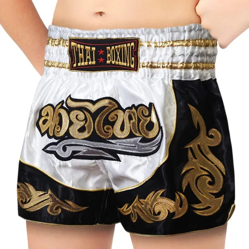 Pantalones cortos de Muay Thai para niños (4 años a 10 años) para boxeo, kickboxing, artes marciales mixtas, entrenamiento para niños y niñas