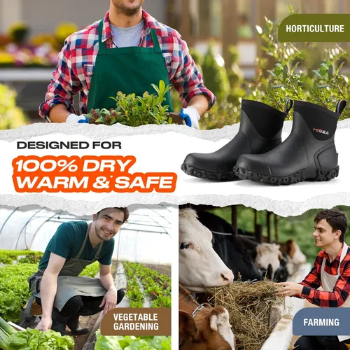 Vista 4 de HISEA Botas de goma para hombre, botas de lluvia impermeables para exteriores, para césped y jardín