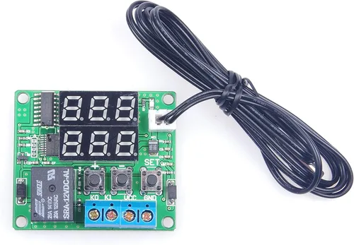 Vista 2 de Módulo de termostato digital de 12 V CC de -58 ℉ a 257 ℉ Fahrenheit, pantalla de temperatura controlador de temperatura con relé de 20 A, sonda