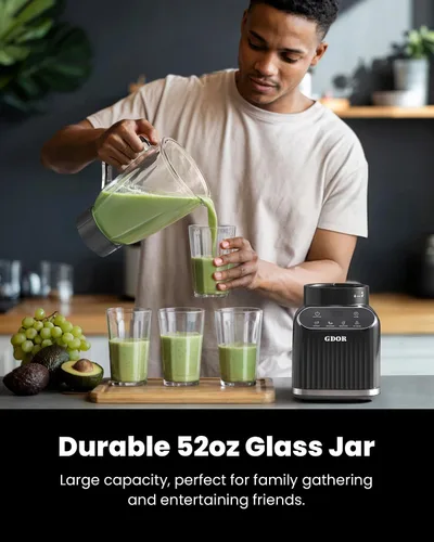 Vista 13 de GDOR Smoothie Blender for Kitchen,1200W Glass blender with 5 Smart Programs