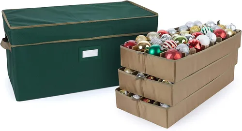 Vista 32 de Covermates Keepsakes – Caja de almacenamiento ajustable de 72 piezas – Capacidad para adornos de 4 pulgadas – Resistente – Asas – apilables