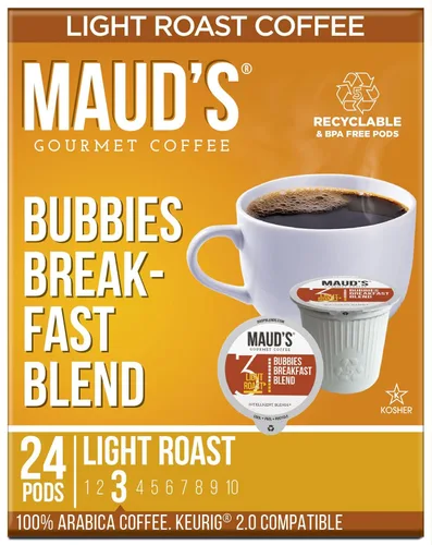 Vista 32 de Maud's - Cápsulas de café reciclables, compatibles con la cafetera Keurig K-Cup, una sola porción de café 100% arábica de tueste medio, 18