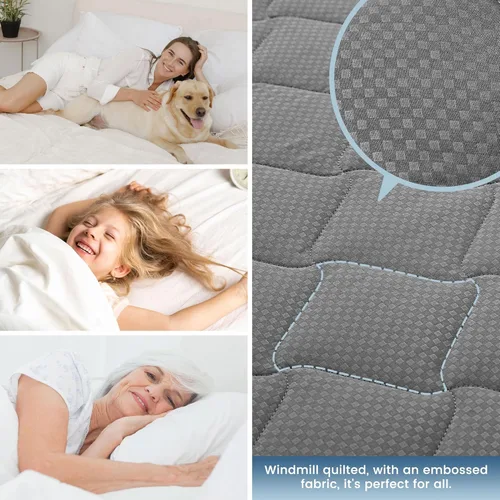 Vista 6 de SLEEP ZONE Protector de Colchón Impermeable Almohadilla Twin Lavable a Máquina, Cubrecolchón Transpirable con Bolsillos Profundos, Uso en Todas