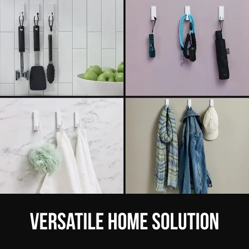 Vista 7 de GORILLA GRIP Ganchos de pared reutilizables resistentes para colgar, fácil de instalar, se pegan en el gancho adhesivo extraíble, sin daños