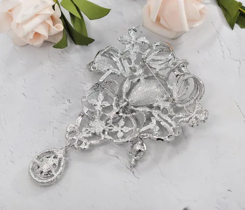 Vista 6 de Gyn&Joy Broche para mujer, 5 pulgadas, con diamantes de imitación de cristal transparente