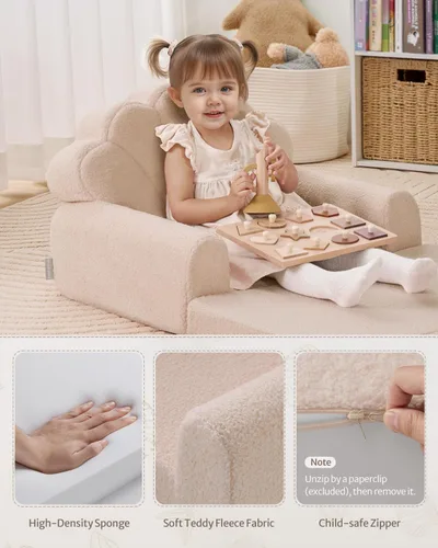 Vista 5 de Blissful Diary Sofá para niños, sofá plegable suave 2 en 1 para niños pequeños, silla cómoda para niños pequeños, sofá convertible a tumbona