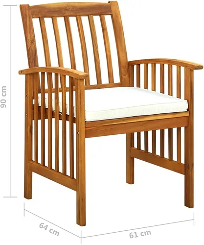 Vista 9 de 7-Piece Patio Dining Set with Cream Cushions Solid Acacia Wood Outdoor Furniture Set for Backyard Balcony Porch