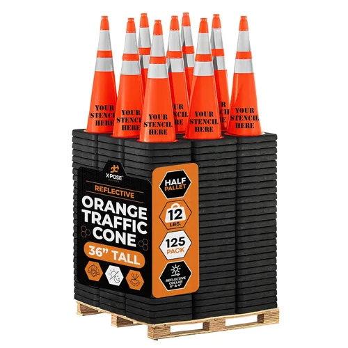 Vista 84 de Xpose Safety Conos de tráfico naranjas de 28 pulgadas con collares de 6 y 4 pulgadas, 1 paquete – Cono de seguridad de plástico PVC multiusos