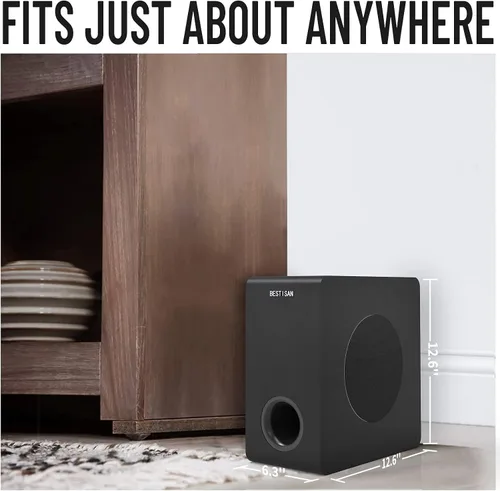 Vista 9 de Bestisan - Subwoofer alimentado, subwoofer compacto de disparo lateral de Negro-1