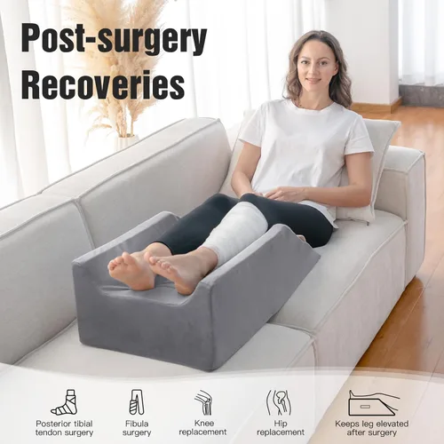 Vista 2 de LightEase Almohada de cuña doble para piernas poscirugía, rodilla, tobillo, almohada de espuma viscoelástica para lesiones, dormir, reposapiés