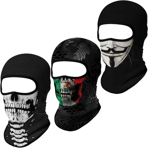 Vista 57 de Pasamontañas 3D, máscara de cara completa, resistente al viento, máscara de esquí con calavera táctica para motocicleta, ciclismo, Halloween
