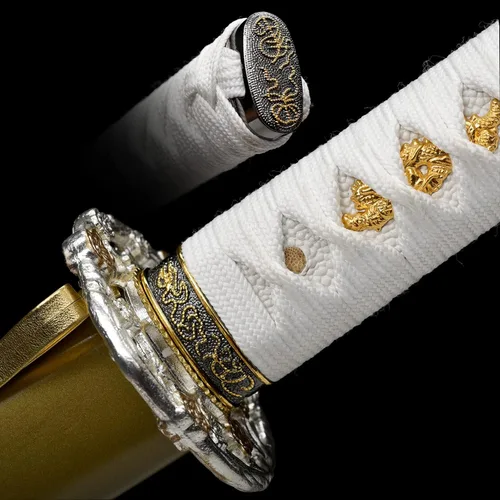 Vista 6 de OYZ Espada katana, espadas samurai de acero de alto carbono 1060 hechas a mano, espadas samurai de acero real, espadas samurái de acero de alto