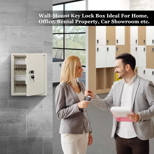 Vista 23 de KYODOLED Gabinete con cerradura para llaves, caja de almacenamiento de 40 llaves con código, soporte de pared para llaves con cerradura