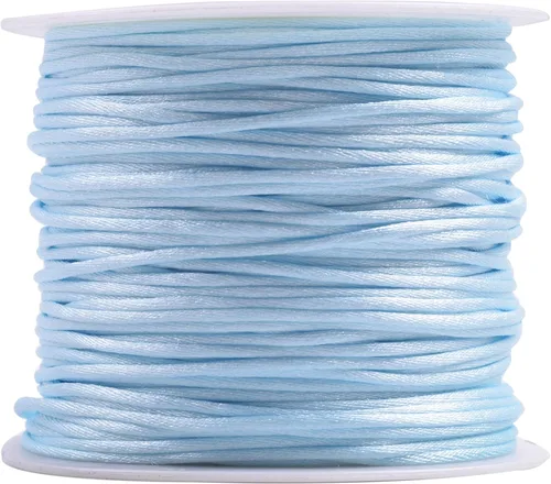 Vista 6 de KONMAY - Cuerda de nailon satinado de seda, 45.72 metros, 0.8mm cola de rata, para nudos chinos, Kumihimo, abalorios, macramé, joyería, Verde manzana