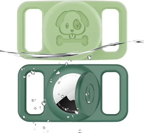 Vista 13 de Paquete de 2 soportes impermeables para collar de perro AirTag compatibles con Apple AirTag, soporte de silicona oculto para Airtag Tracker, negro