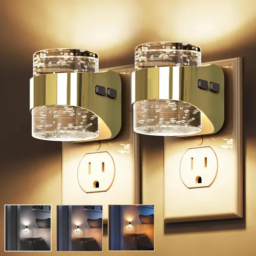 Vista 16 de L LOHAS LED 3CCT Luces Nocturnas Enchufables a la Pared, Luz Nocturna de Temperatura de Color Ajustable 3000K/4000K/5000K, Luz Nocturna de Burbuja