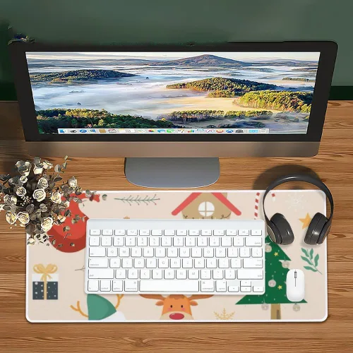 Vista 6 de Nostalgic Christmas Mouse Pad Large Gaming Keyboard with Non- Slip Rubber Base Smooth Face Large Desk Mats Computer Desk Mat Mens Accessories for