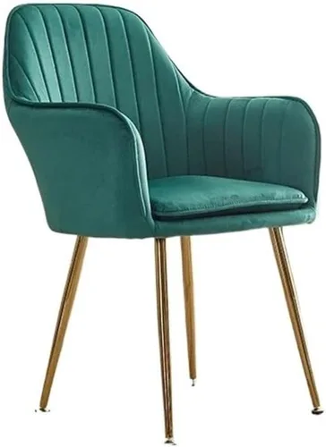 Sillas de comedor, silla de comedor de terciopelo nórdico - sala de estar moderna y diseño de espalda de maquillaje, Sillas para comedor (verde) de Friggqwe